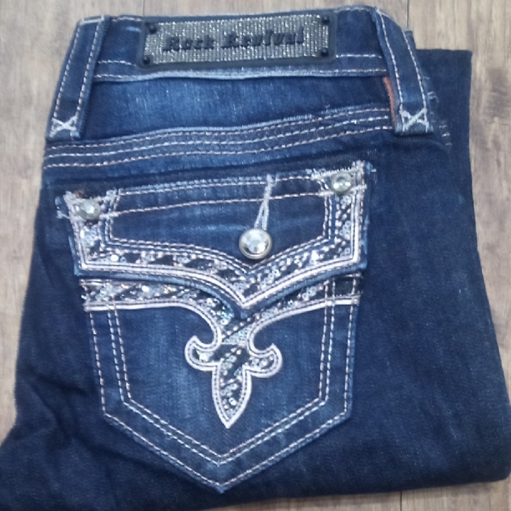 Rock Revival NWOT Women's 29 Skinny Ginger Bejeweled Shimmer